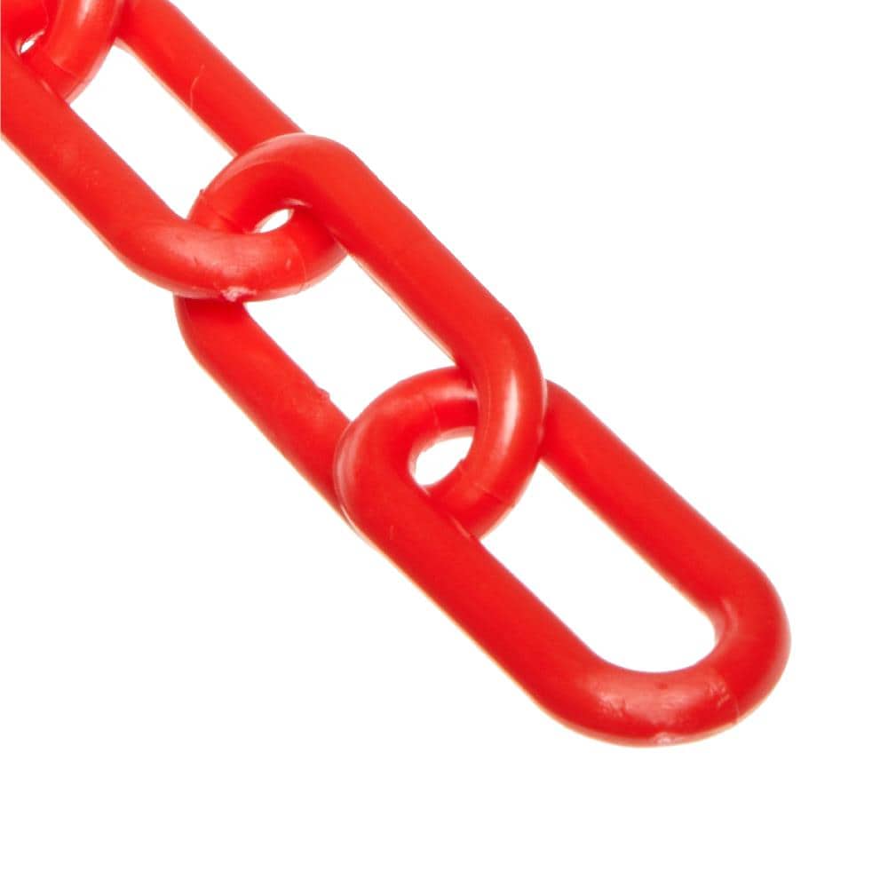 Cadena de plástico roja de barrera de 25 pies 1 pulgada de Mr. Chain (#4, 25mm) 10005-25