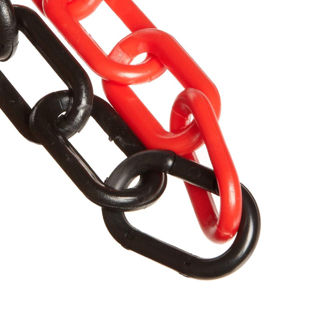 Cadena de barrera plástica intercalada roja/negra de 1.5 pulgadas (#6, 38mm) x 100 pies de largo Sr. Chain 30036-100