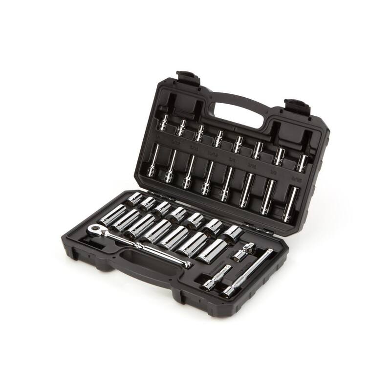 Juego de dados de 6 puntas y trinquete TEKTON de 3/8 pulgadas, 34 piezas (de 1/4 a 1 pulgada) - SKT15101
