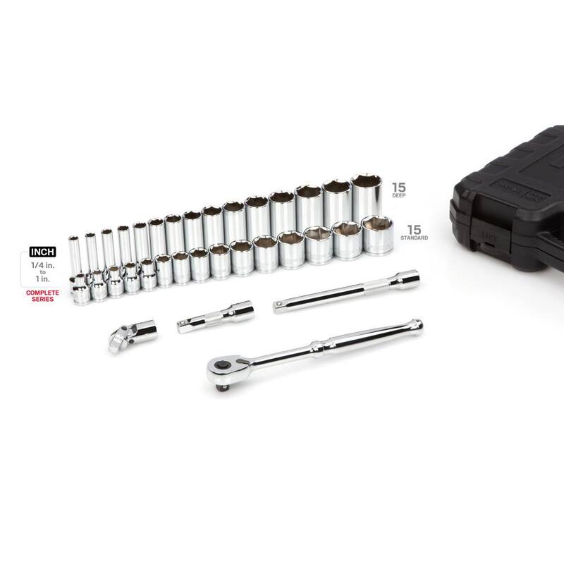 Juego de dados de 6 puntas y trinquete TEKTON de 3/8 pulgadas, 34 piezas (de 1/4 a 1 pulgada) - SKT15101