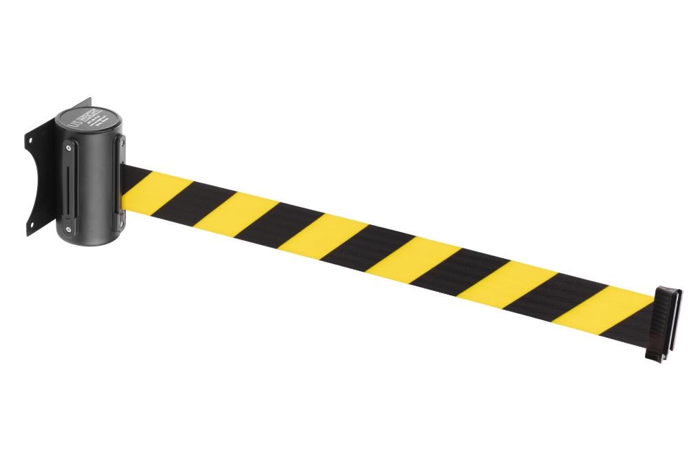 Montaje en pared de US Weight con cinta retráctil de chevrón de 13 pies - Para cerrar áreas para limpieza o cuando la seguridad es una preocupación U2501CYB