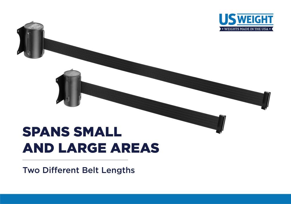 Montaje en pared de US Weight con cinta retráctil negra de 13 pies - Para cerrar áreas para limpieza o cuando se trata de seguridad U2501