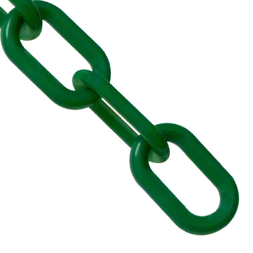 Cadena de plástico verde perenne de barrera de 1.5 pulgadas (#6, 38 mm) x 25 pies de Mr. Chain 30054-25