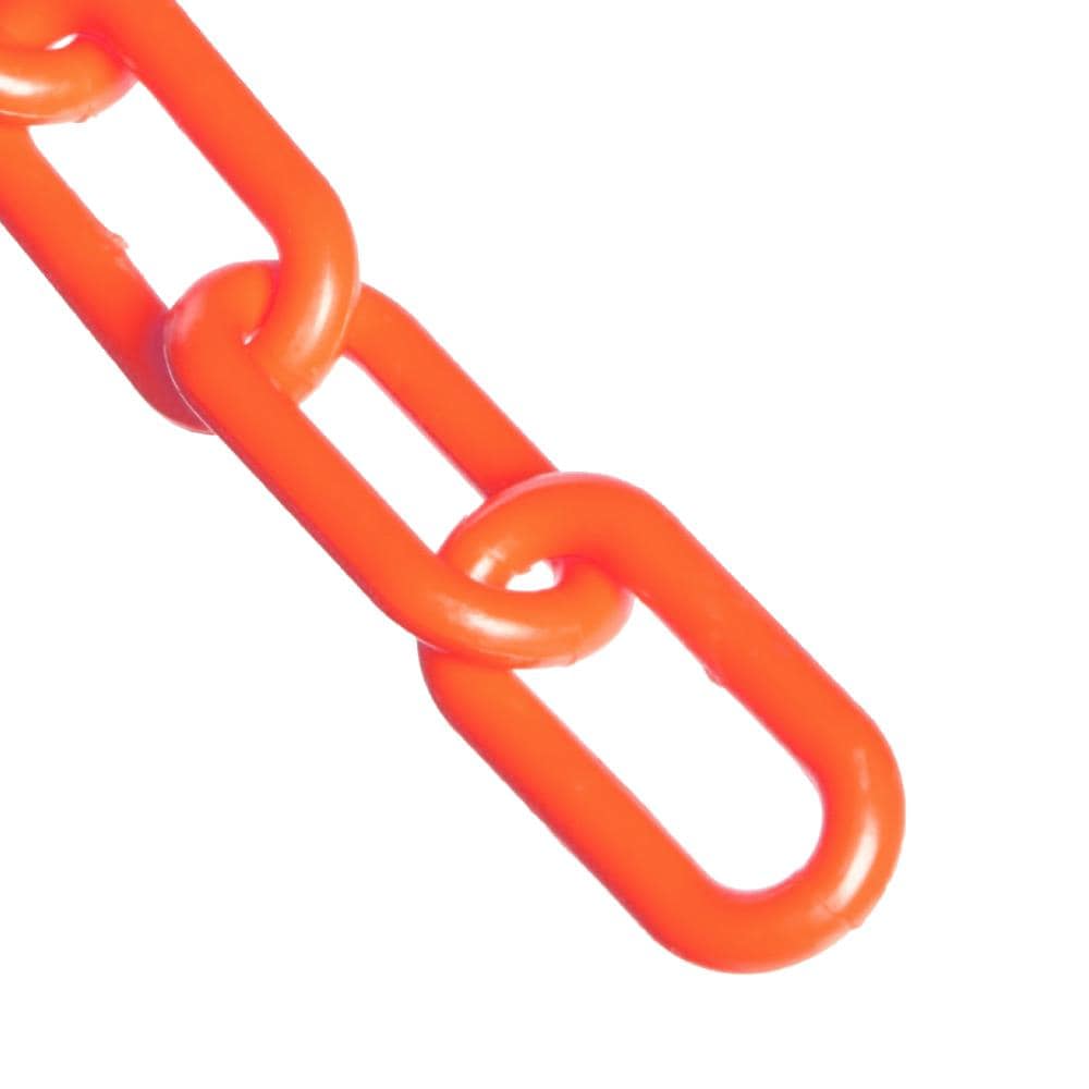 Cadena de barrera de plástico naranja para tráfico de 1.5 pulgadas (#6, 38mm) x 25 pies de Mr. Chain 30013-25