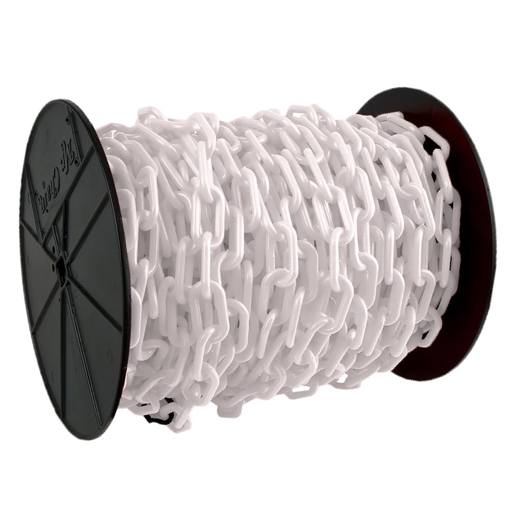 Cadena de barrera plástica resistente de 2 pulgadas (54 mm) x 100 pies de color blanco "Mr. Chain" 51001-100