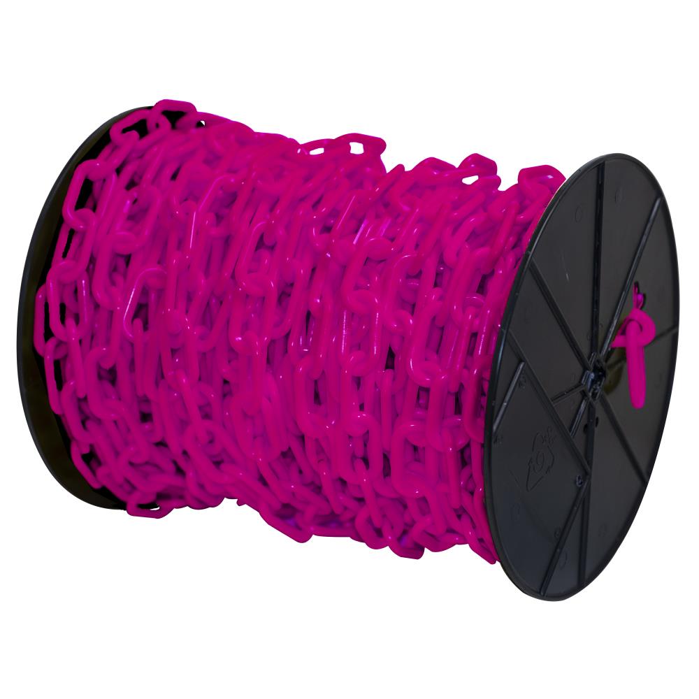 Cadena de seguridad rosa de plástico de 1 pulgada ( #4, 25mm) x 250 pies en carrete - Mr. Chain 10125