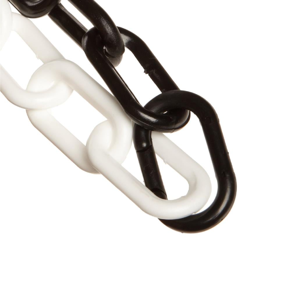 Cadena de barrera de plástico blanco/negro alternante de 2 pulgadas (51 mm) x 100 pies, Sr. Chain 50020-100