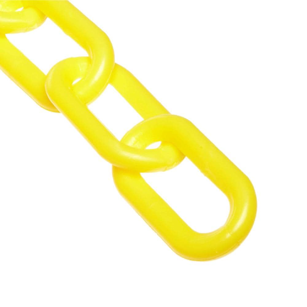 Cadena de barrera amarilla de plástico de 1 pulg. (#4, 25mm) x 25 pies Mr. Chain 10002-25