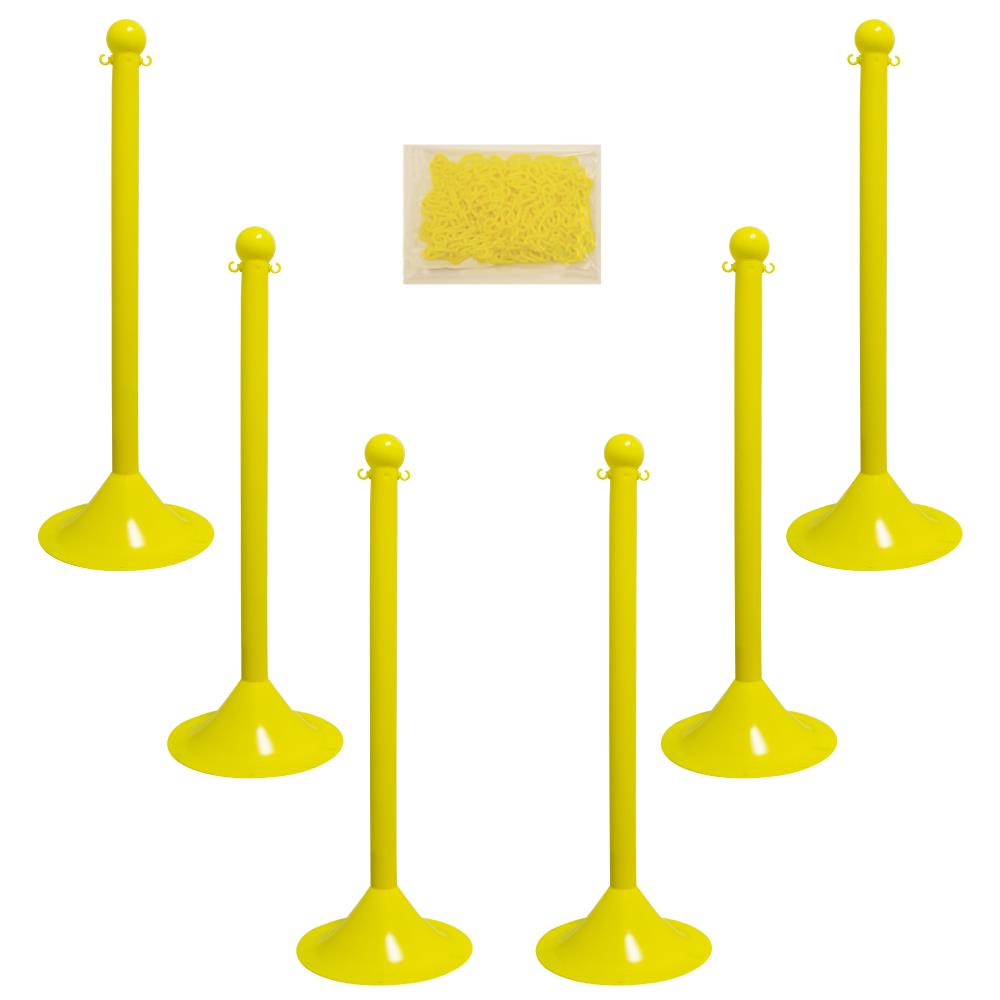 Poste señalizador y kit de cadena amarilla de trabajo ligero de Mr. Chain 71002-6