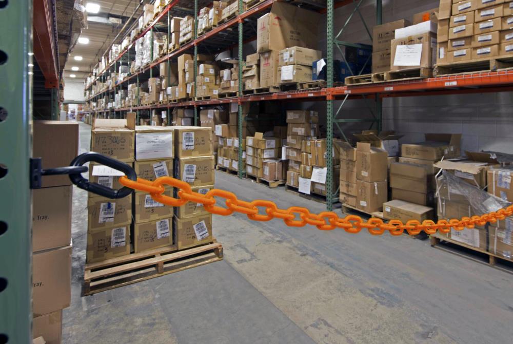 Cadena de barrera de plástico naranja de seguridad Mr. Chain 1 pulgada (#4, 25 mm) x 50 pies 10012-50