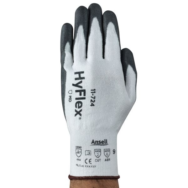 Guantes recubiertos resistentes a cortes Ansell, Nivel de corte A2, 13 ga, blanco, L (9) - 11-724.
