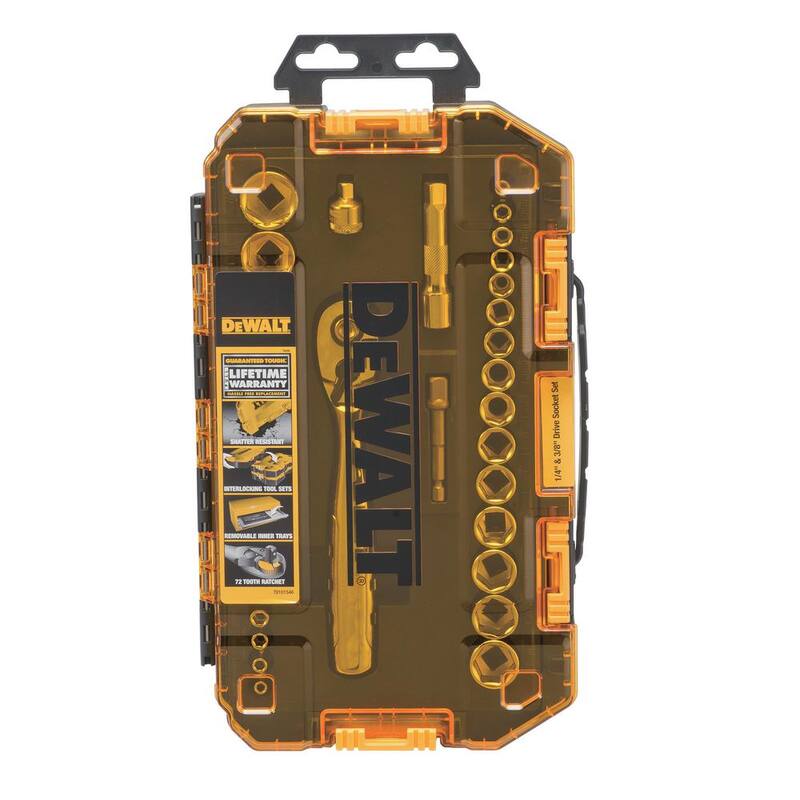 Set de sockets de 1/4 y 3/8 pulgadas DEWALT (34 piezas) y set de accesorios de herramientas de 1/4 y 3/8 pulgadas (15 piezas) - DWMT73804W73807