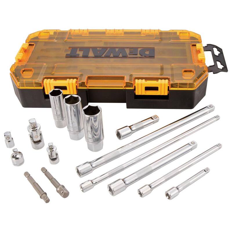 Set de sockets de 1/4 y 3/8 pulgadas DEWALT (34 piezas) y set de accesorios de herramientas de 1/4 y 3/8 pulgadas (15 piezas) - DWMT73804W73807