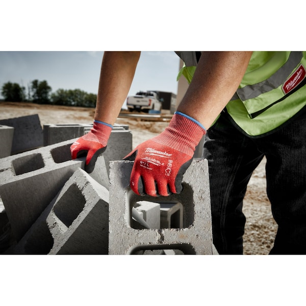 Guantes Milwaukee Tool Nitrilo con Nivel de Corte 2 - Tamaño Mediano, Nivel de Corte A2, 15 ga, Rojos, M (8) - 48-22-8926