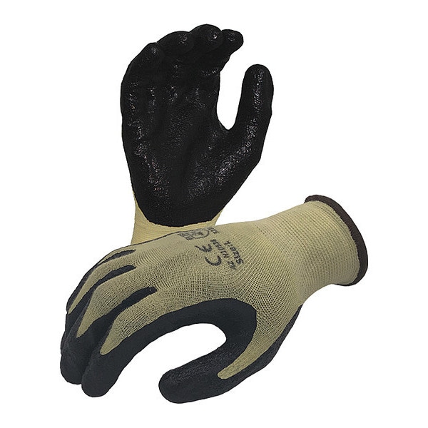 Guantes de trabajo resistentes a cortes Azusa Safety, Nivel de corte A2, Amarillo/Negro, Talla L - N10528
