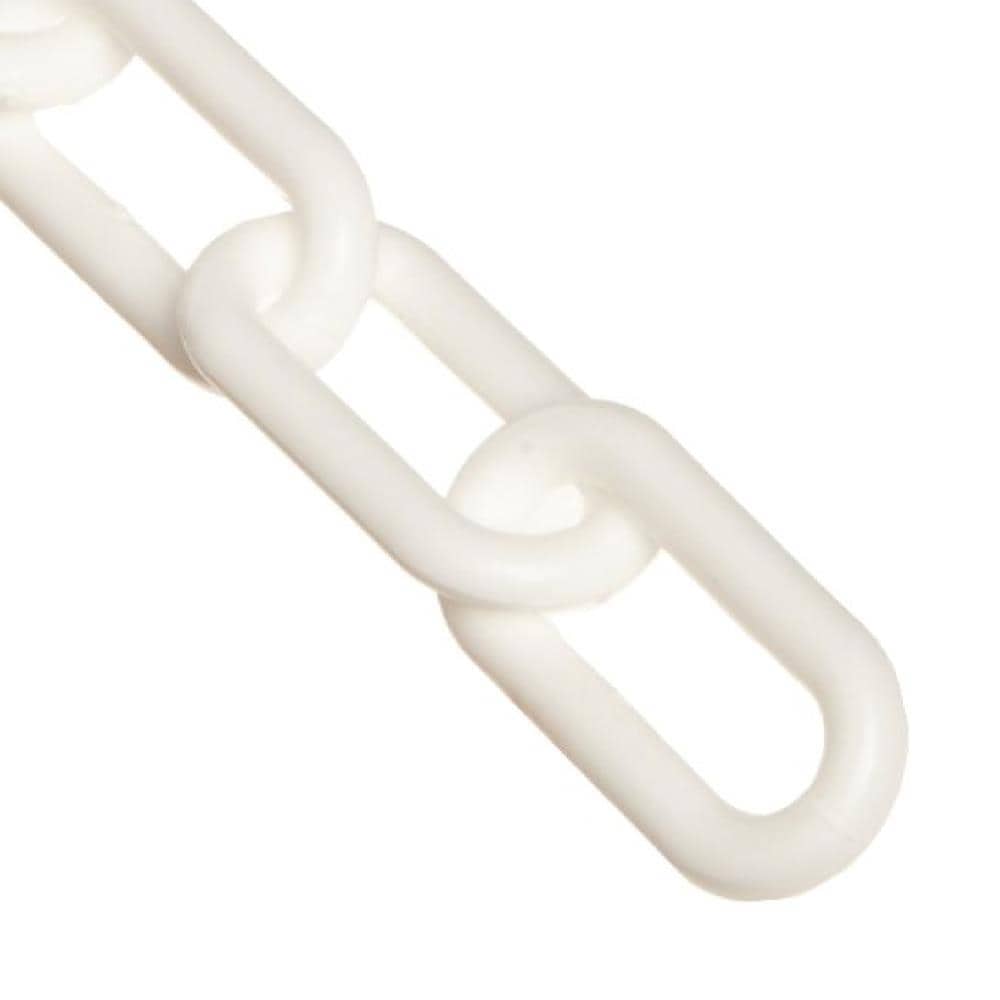 Cadena Señor 2 en (#8, 51mm) X 160 pies Cadena de Barrera de plástico blanco en un cubo 50001-P