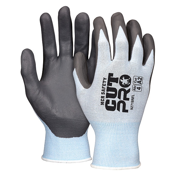 Guantes recubiertos Mcr Safety, Nivel de corte A2, calibre 18, azul/gris, XL - 92718NFXL