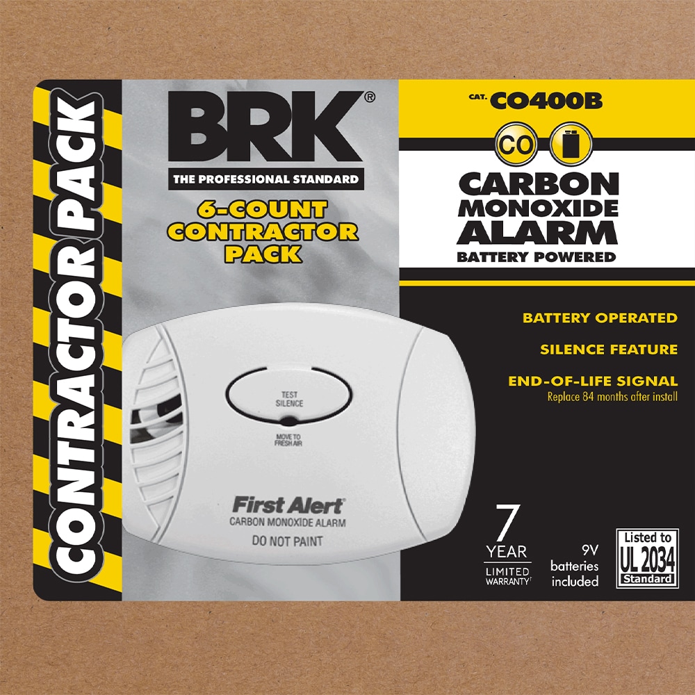 Detector de monóxido de carbono con operación a batería First Alert BRK (paquete de 6) CO400B6CP