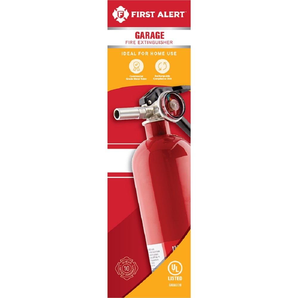 Extinguidor recargable para incendios 10-B:C comercial/residencial para garajes/talleres First Alert GARAGE10