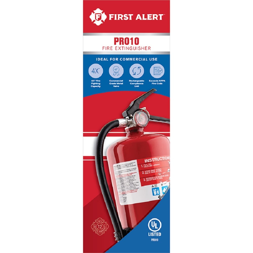 Extintor de incendios recargable comercial/residencial First Alert Pro 4-A:60-B:C PRO10
