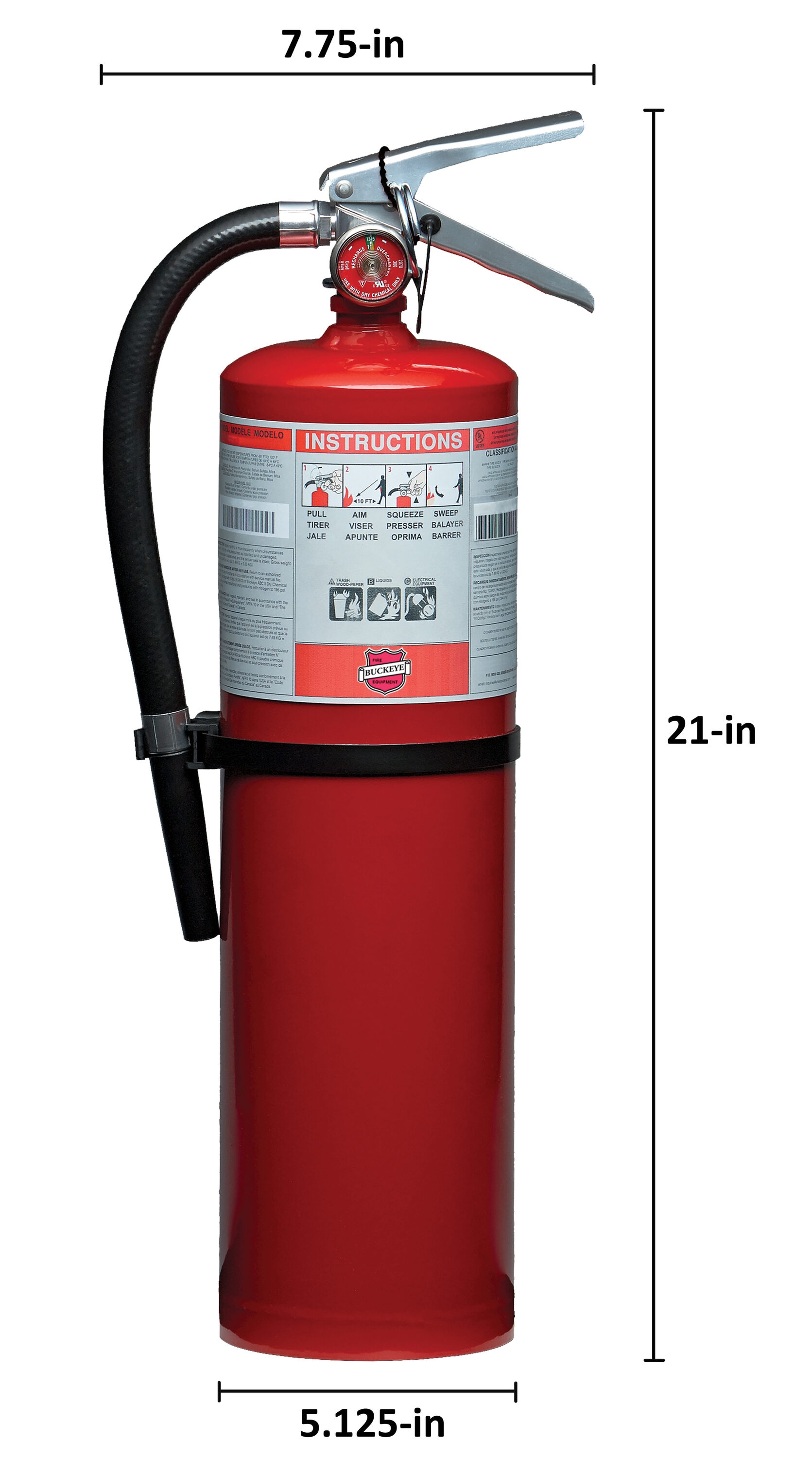 Extintor recargable comercial Buckeye 4-A:80-B:C 11340BR