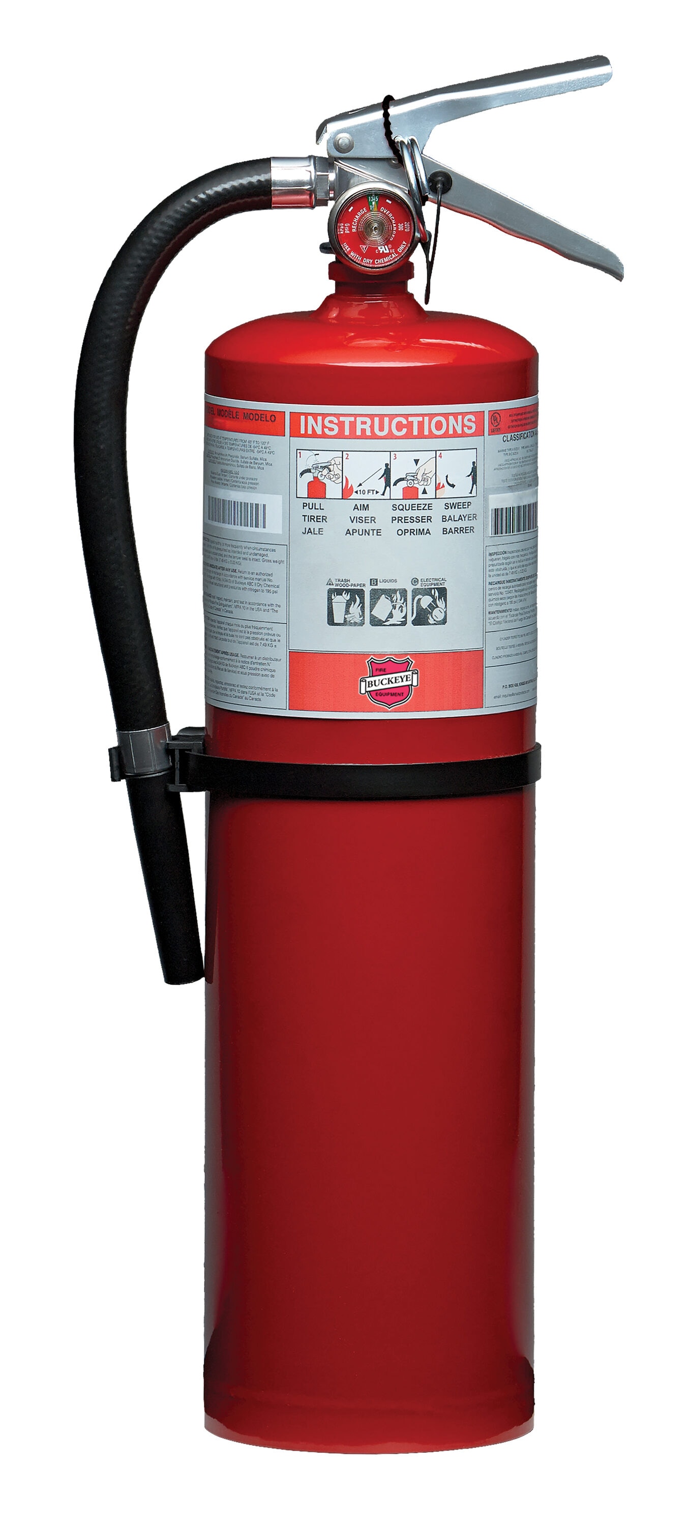 Extintor recargable comercial Buckeye 4-A:80-B:C 11340BR