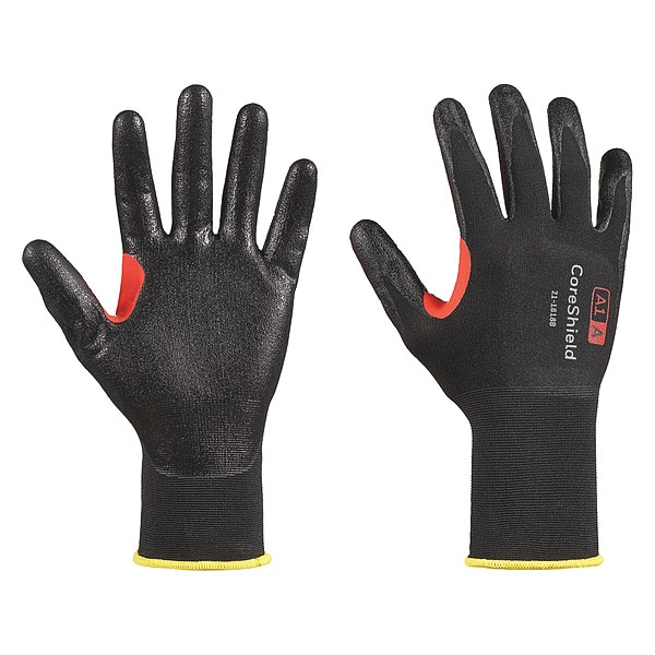Guantes Honeywell resistentes a cortes, Nivel de corte A1, calibre 18, negro/negro, 8 - 21-1818B/8M