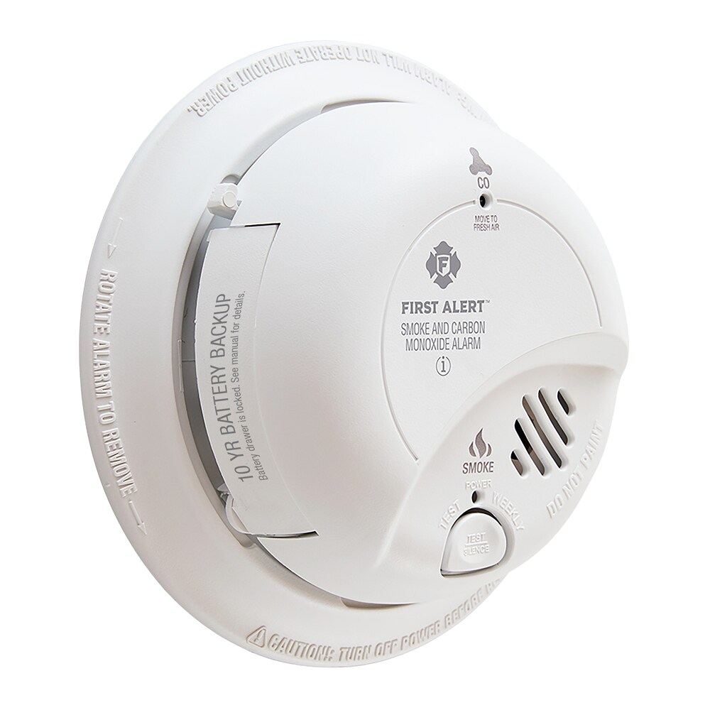 Detector de Humo y Monóxido de Carbono Interconectado de Ionización con Cableado Duro y Respaldo de Batería de 10 años de First Alert Brk SC9120LBL