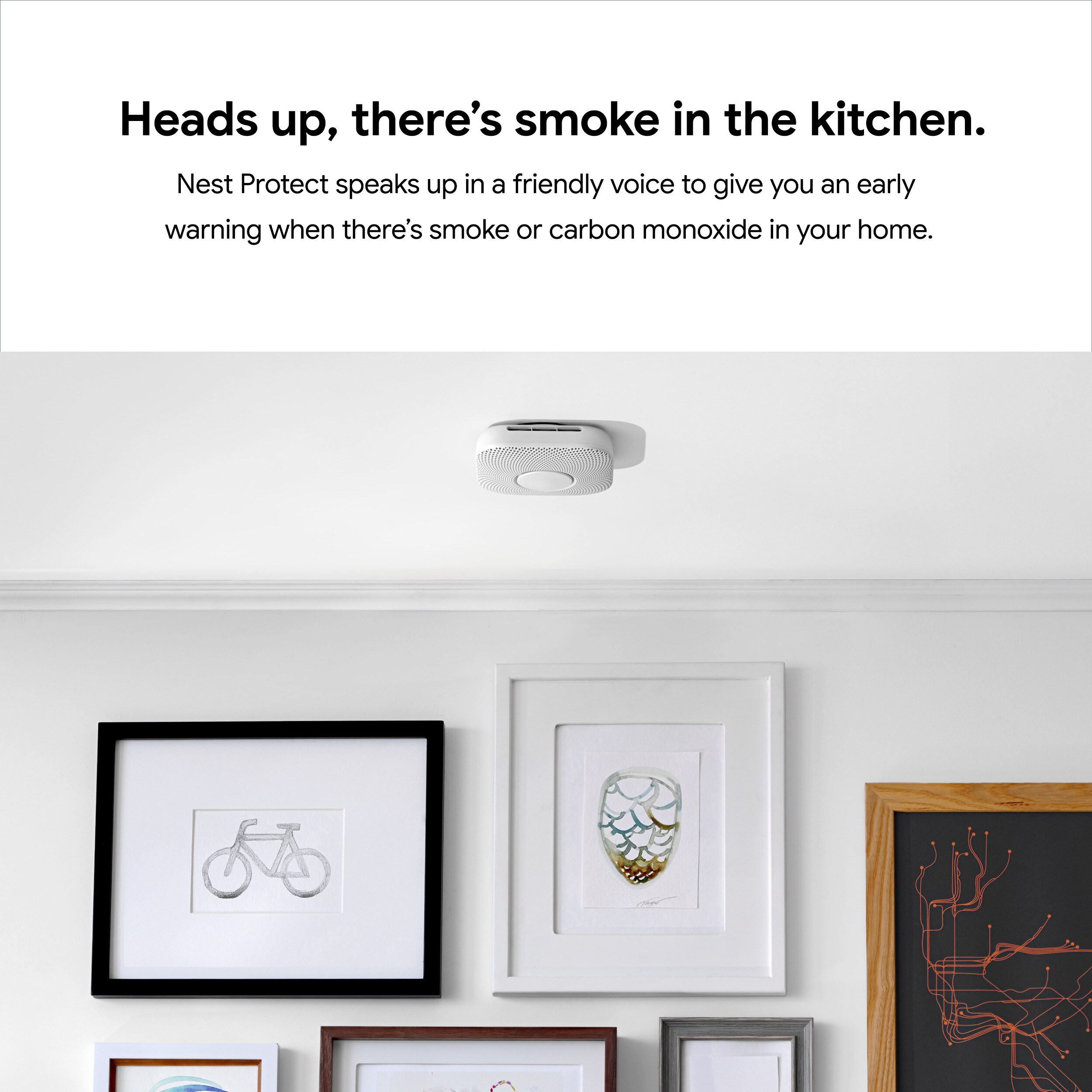 Detector de humo y monóxido de carbono inteligente con alerta de voz, con conexión cableada de Google S3003LWES