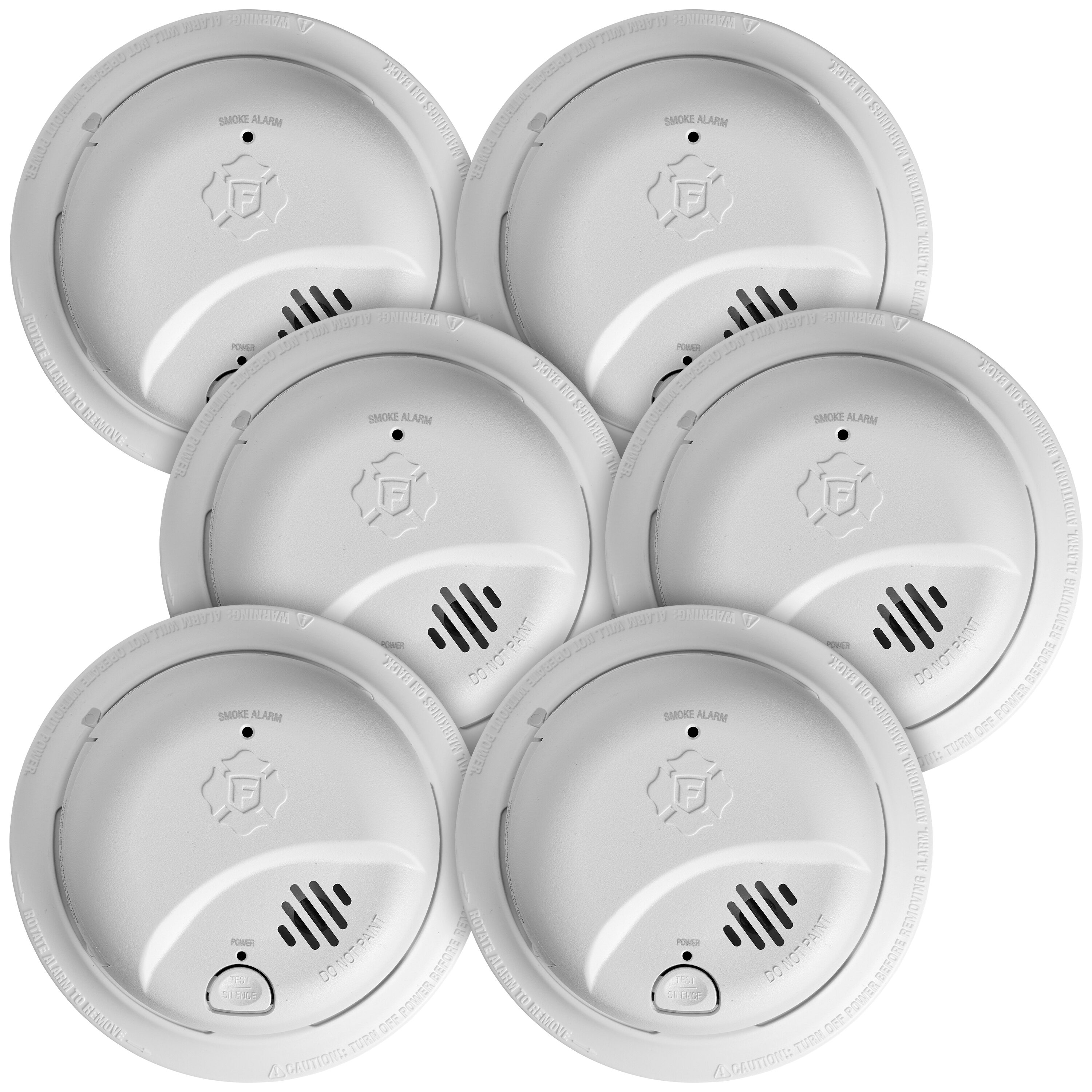 Detector de humo de ionización con cableado duro y batería de respaldo de 10 años de First Alert BRK (paquete de 6) 1046851