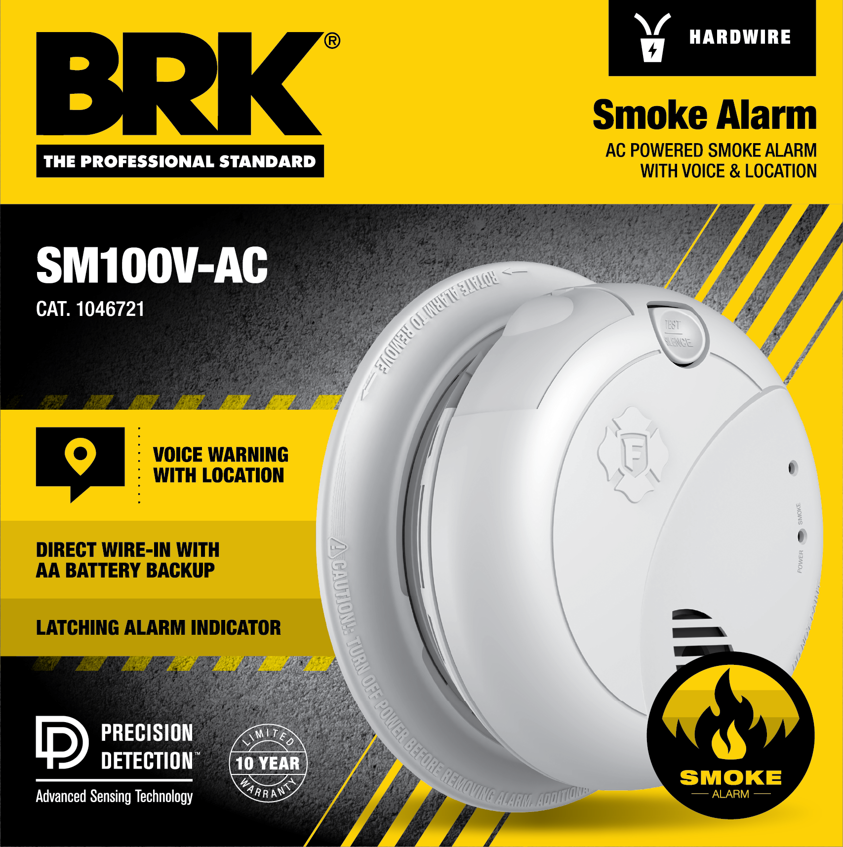 Detector de humo interconectado con alerta de voz, con cableado duro (con respaldo de batería) de First Alert BRK 1046720