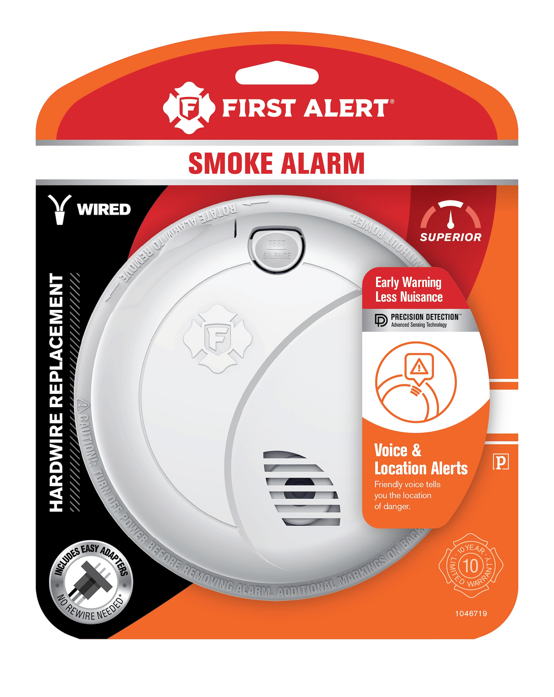 Detector de humo fotoeléctrico con alarma de voz First Alert Hardwired (con respaldo de batería) 1046719