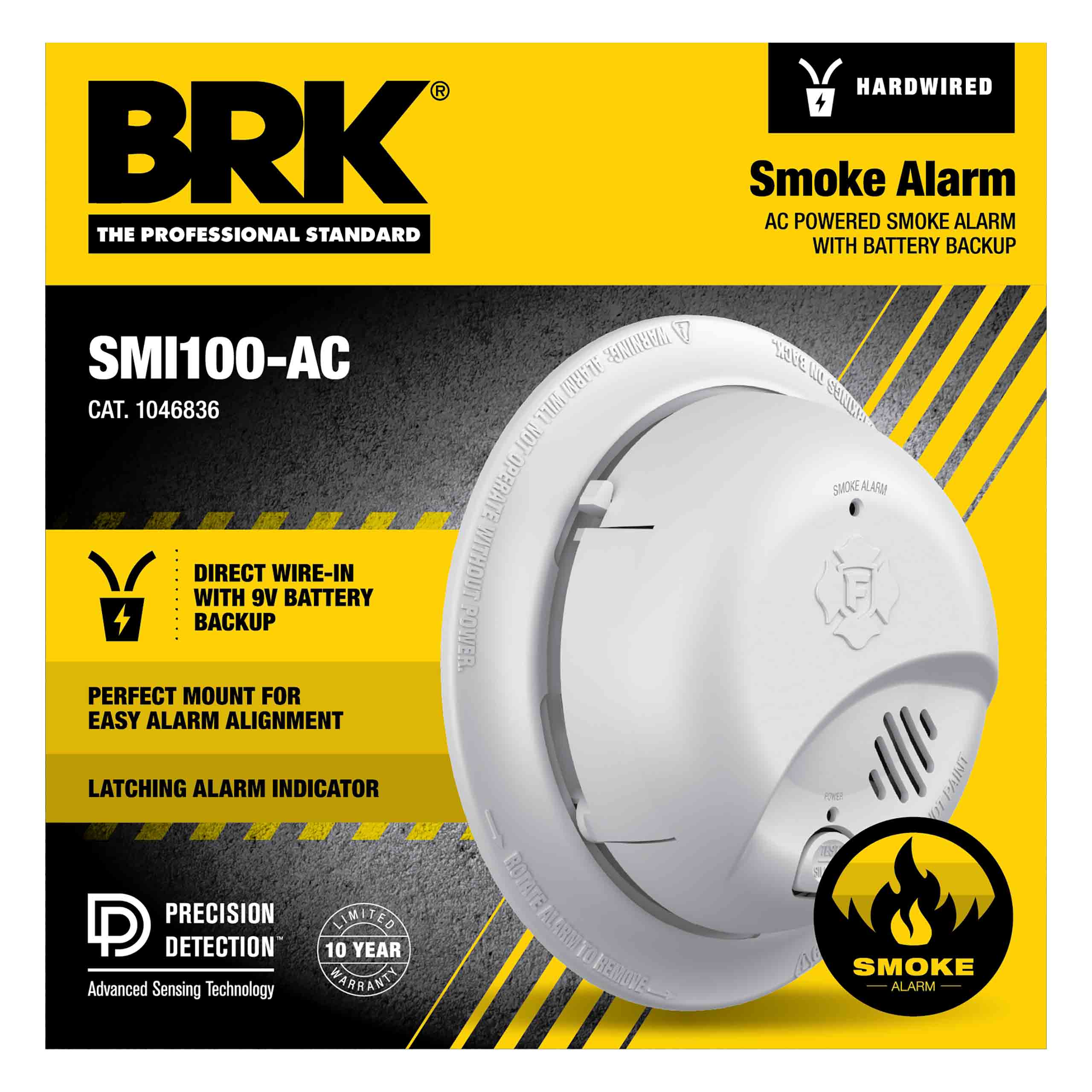 Detector de humo interconectado de ionización con cableado duro de batería de respaldo de 10 años de First Alert BRK 1046849