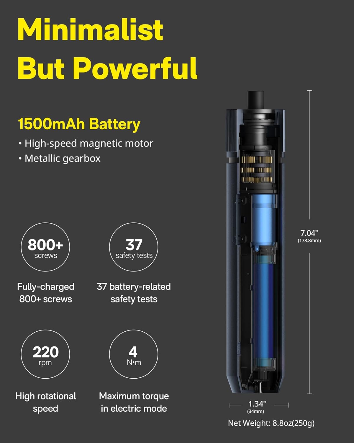 Juego de destornillador eléctrico HOTO 3.6V inalámbrico de 25 piezas con puntas magnéticas de 1 pulgada QWLSD011