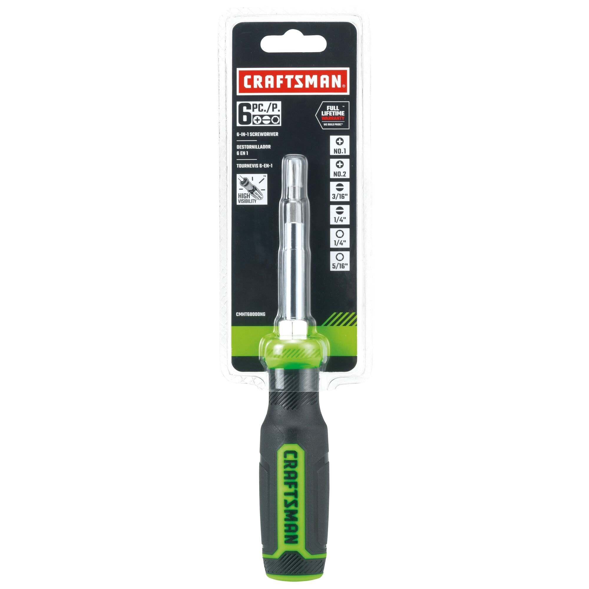 Juego de destornilladores multiusos CRAFTSMAN HI-VIS de 6 piezas de 3-1/2 pulgadas