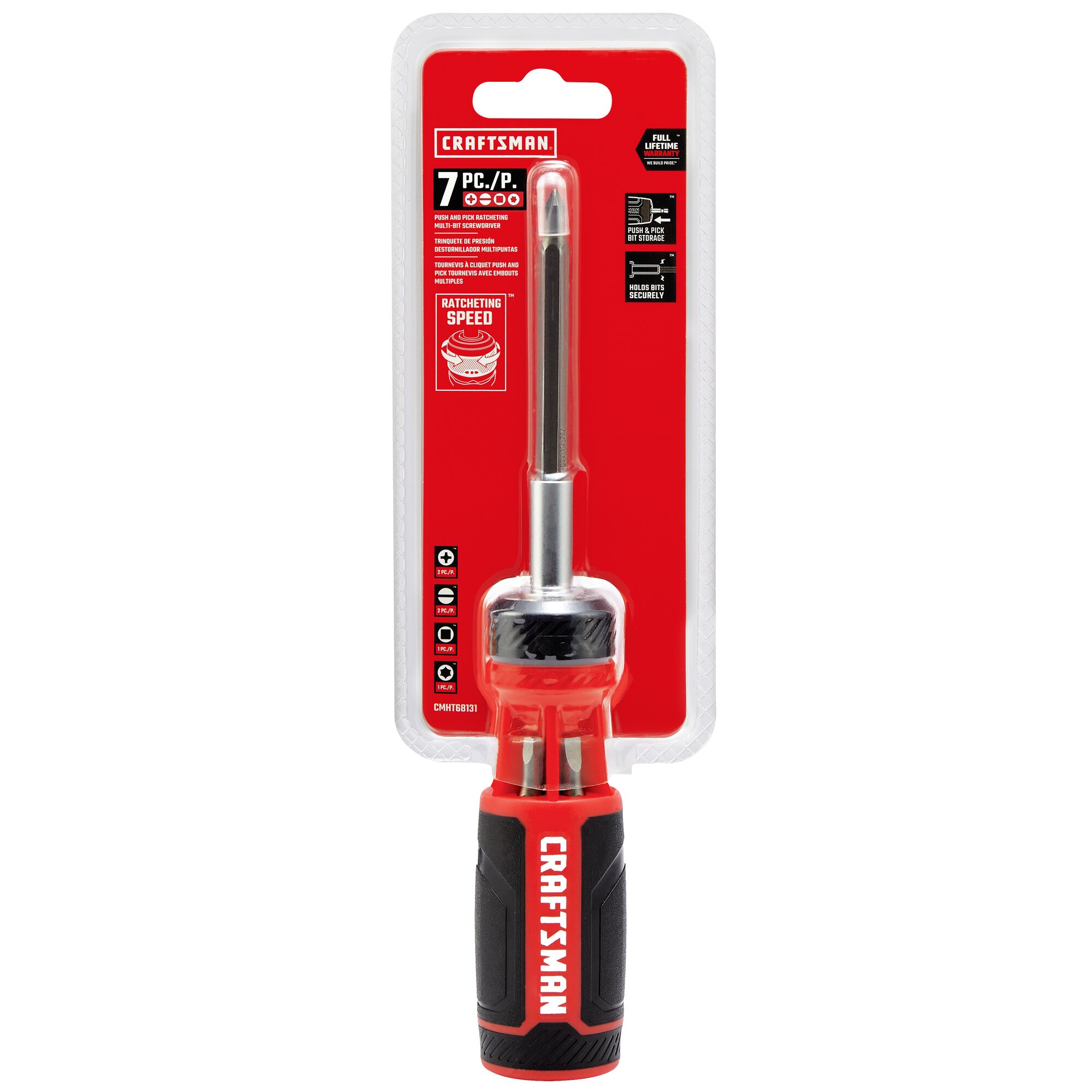 Juego de destornillador magnético de trinquete multiusos de 7 piezas de 1/4 a 1 pulgada de CRAFTSMAN CMHT68131