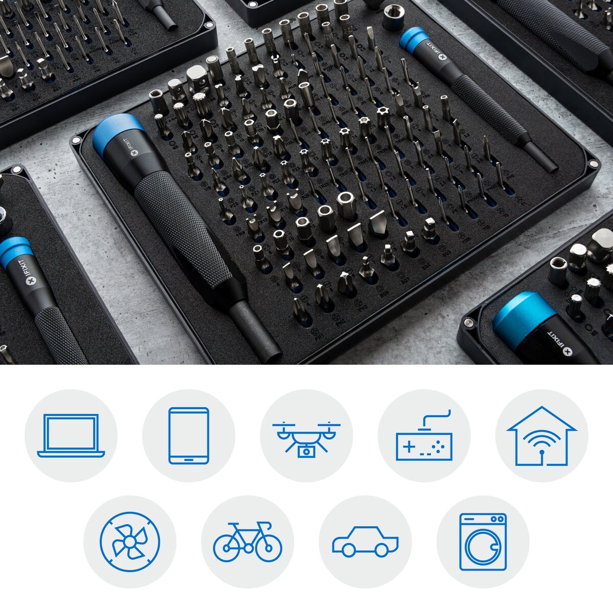Juego de destornilladores magnéticos de 115 piezas de 1-1/4 pulgadas iFixit IF145-392-1