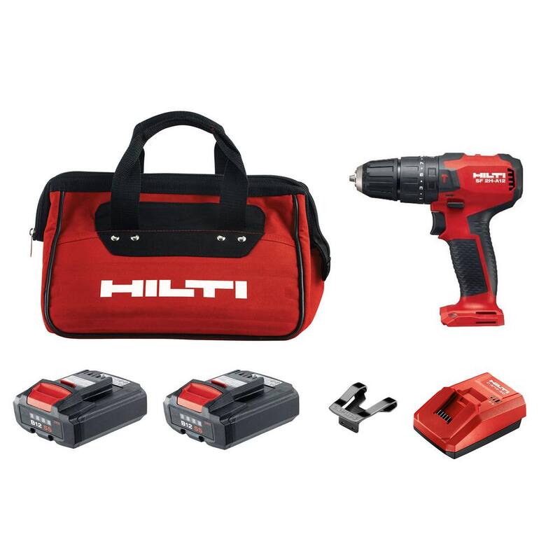 Martillo Taladro/Atornillador inalámbrico Hilti de 12 voltios de iones de litio 3/8 pulgadas SF 2H-A con batería, cargador y bolsa - 3536723