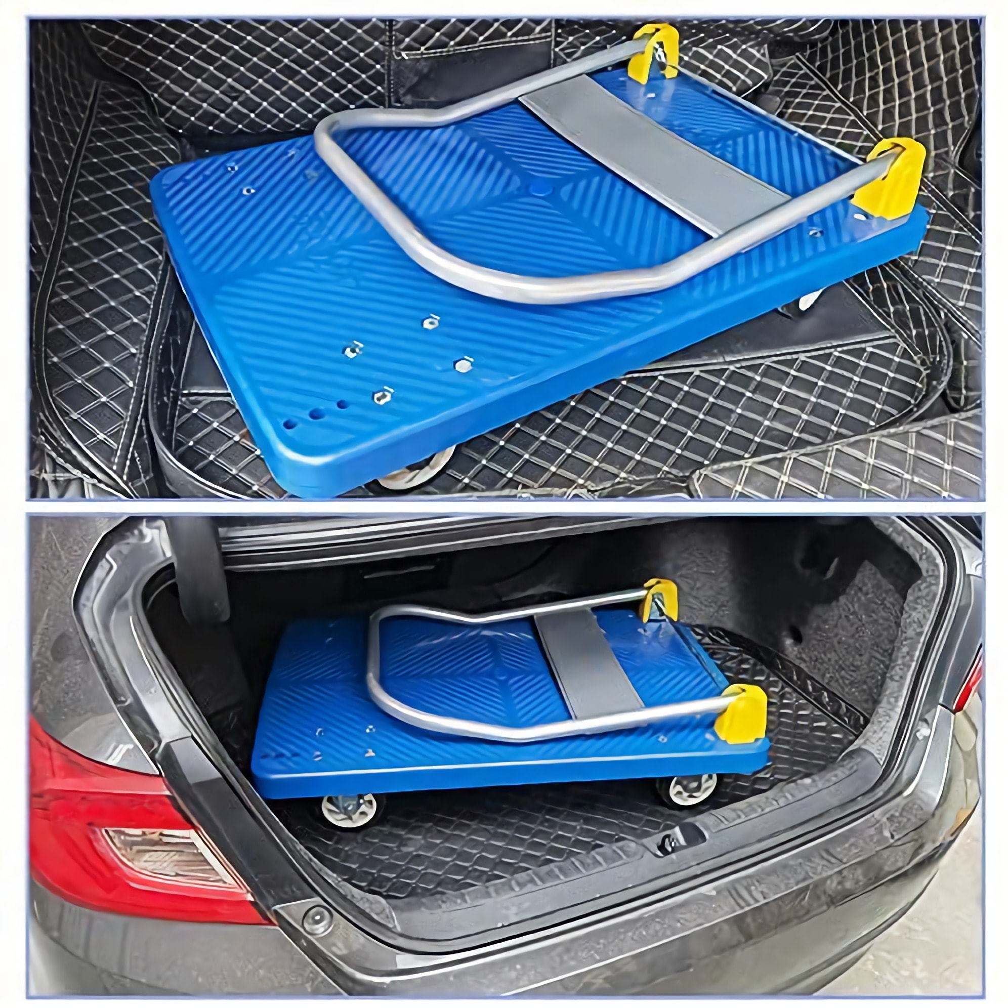 Carretilla de plataforma de servicio estándar de acero azul con capacidad de 880 libras de Wrightmaster de 4 ruedas. DOLO0609