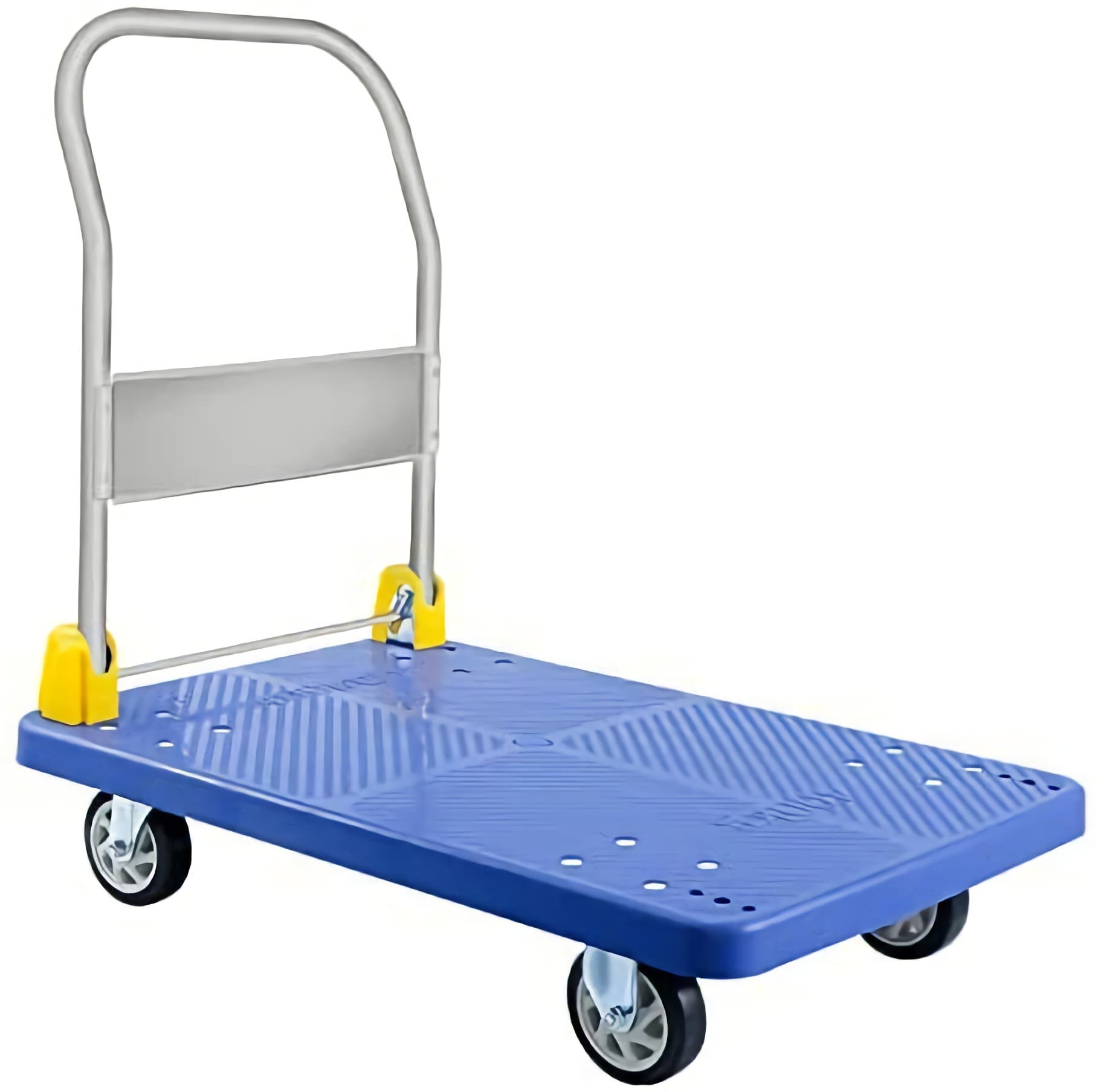 Carretilla de plataforma de servicio estándar de acero azul con capacidad de 880 libras de Wrightmaster de 4 ruedas. DOLO0609