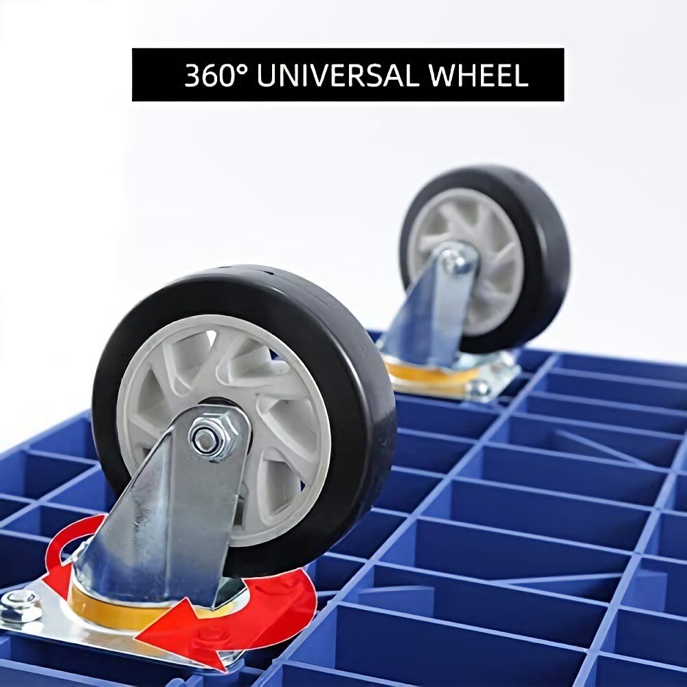 Carretilla de plataforma de servicio estándar de acero azul con capacidad de 880 libras de Wrightmaster de 4 ruedas. DOLO0609