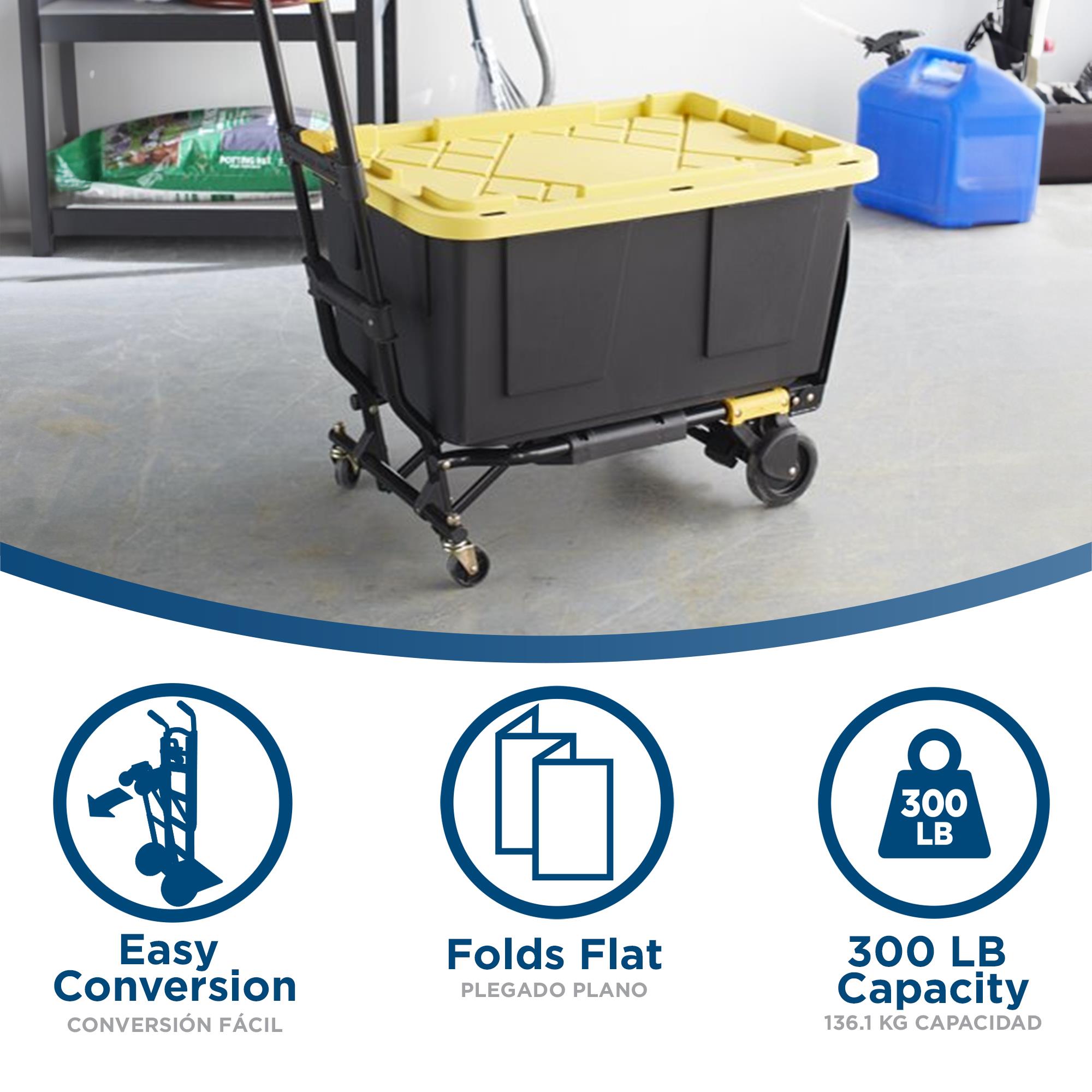 Carretilla manual convertible de acero negro con capacidad de 300 libras y 4 ruedas Cosco 12223BLK1E