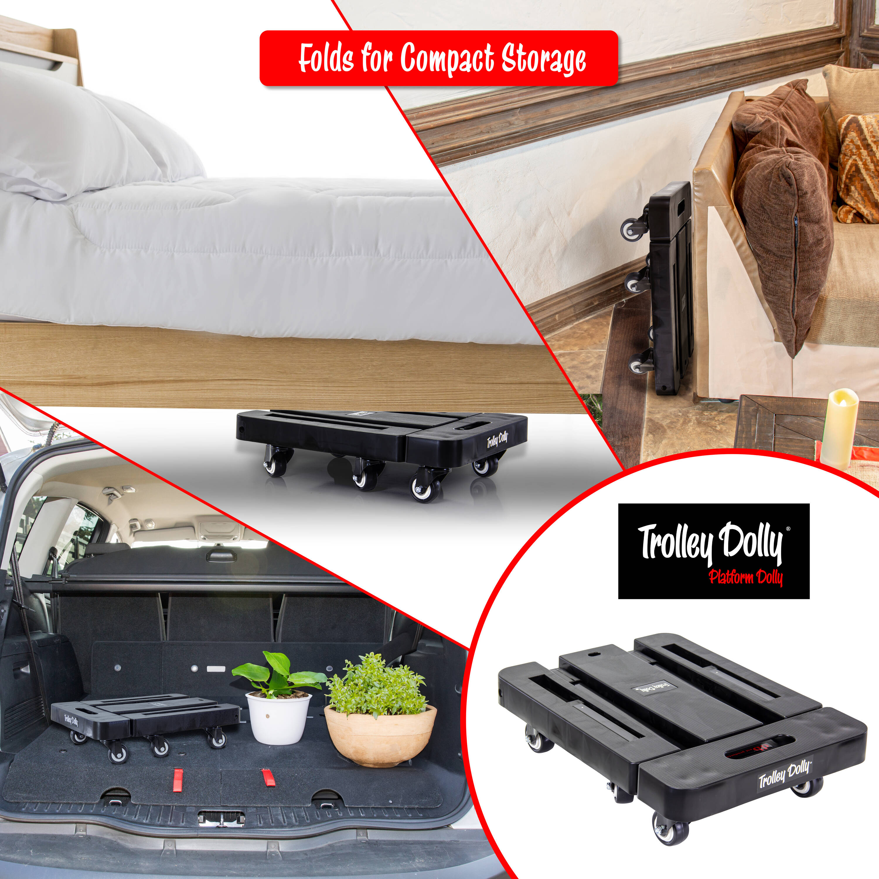 Carrito de Polipropileno Negro con 6 Ruedas y Capacidad de 500lbs de dbest products 01-929