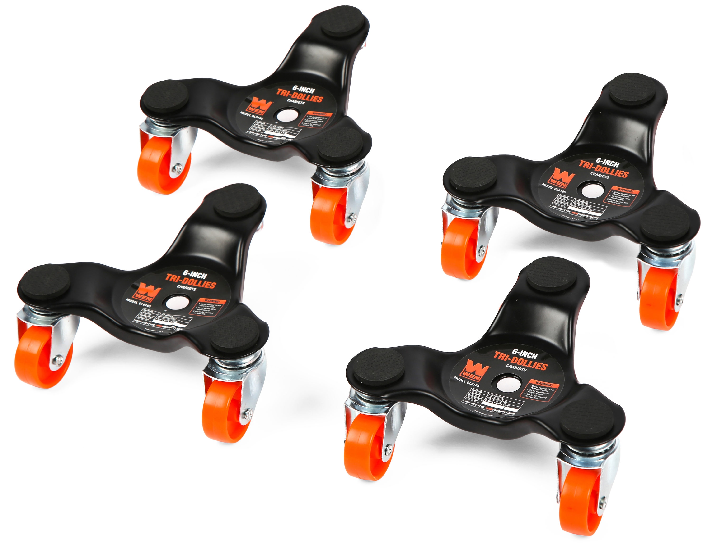 Carrito de muebles de acero negro de 3 ruedas con capacidad de 165 libras WEN DL6165