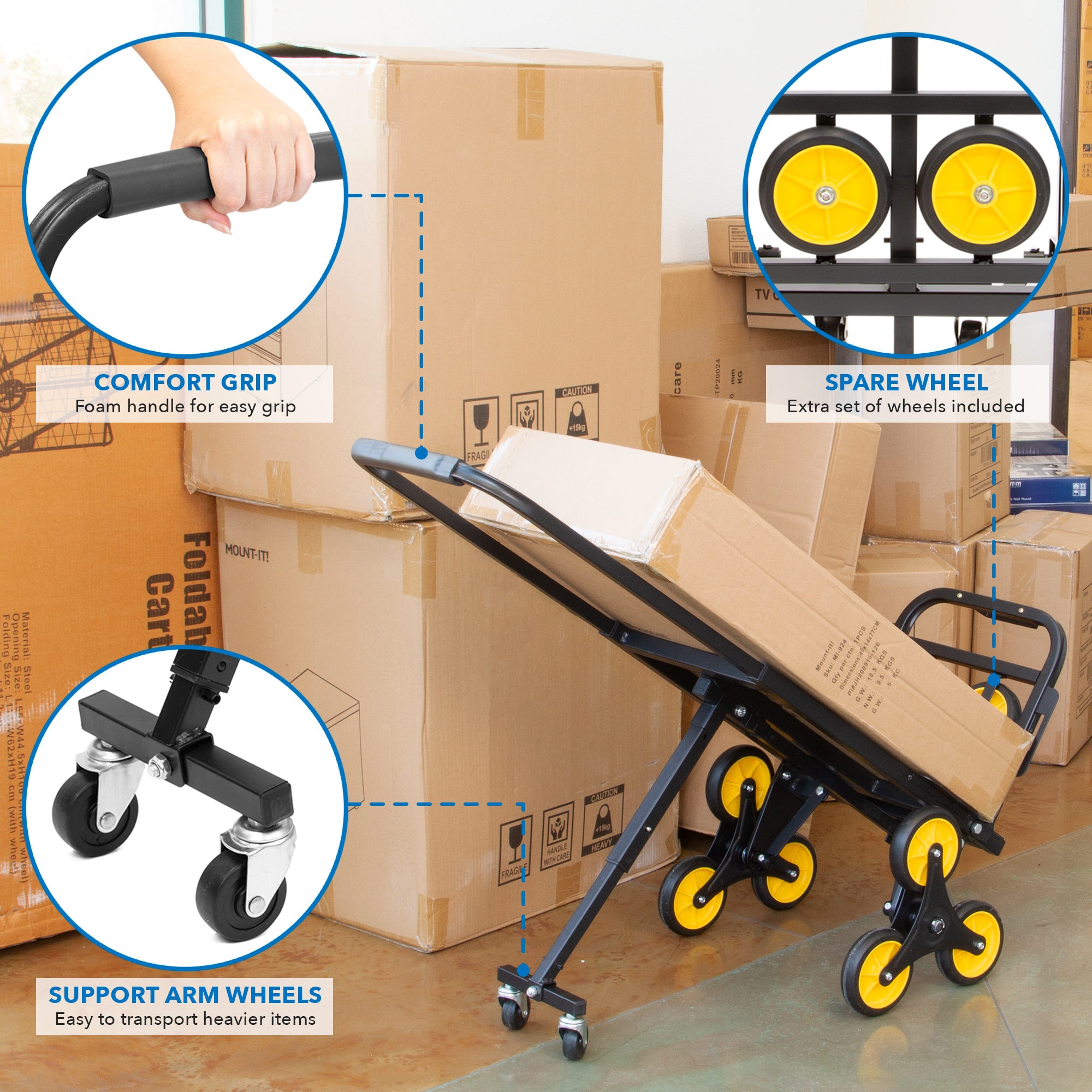 Carrito de aluminio Mount-It! con capacidad de 330 libras y 4 ruedas en varios colores/acabados MI-924