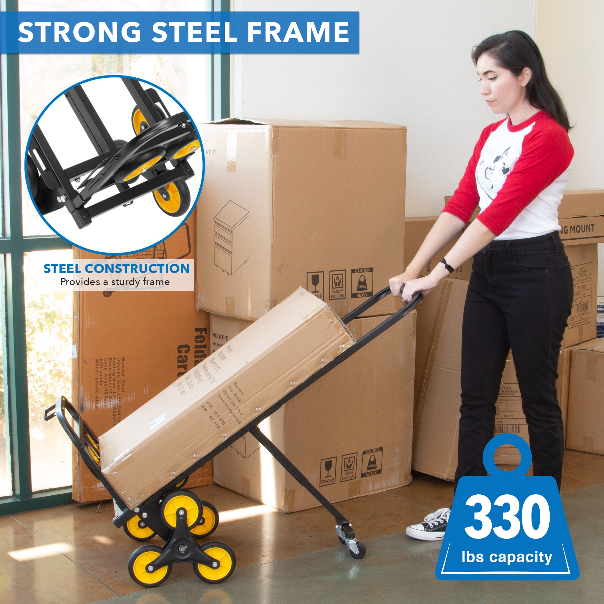Carrito de aluminio Mount-It! con capacidad de 330 libras y 4 ruedas en varios colores/acabados MI-924