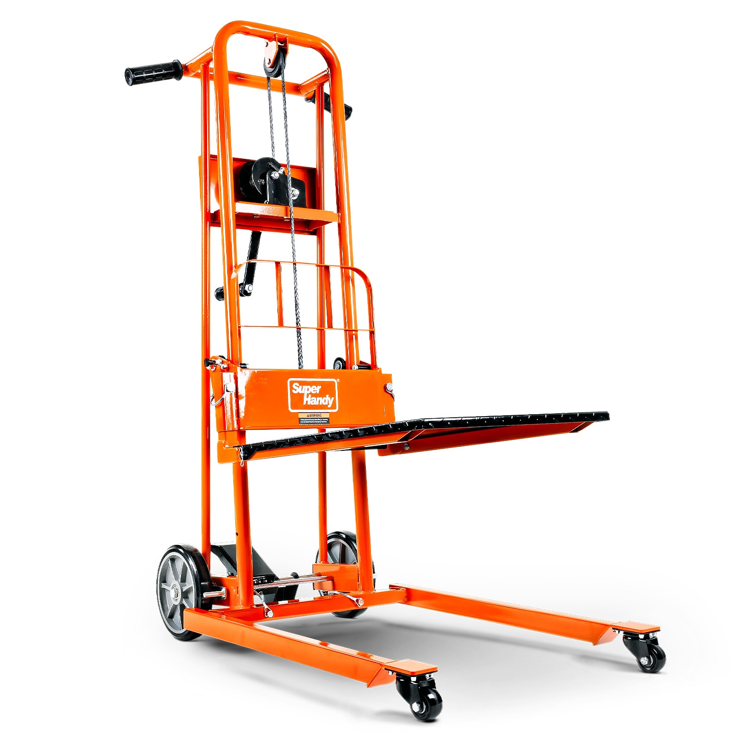 Carretilla de plataforma de servicio estándar de acero naranja de 4 ruedas con capacidad de 330 libras SuperHandy GUO097