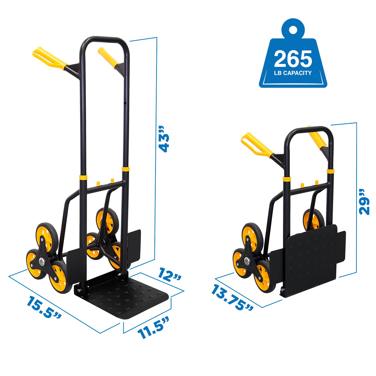 Monta-Lo! Carretilla de aluminio con capacidad de 330 libras y 4 ruedas, varios colores/acabados MI-913