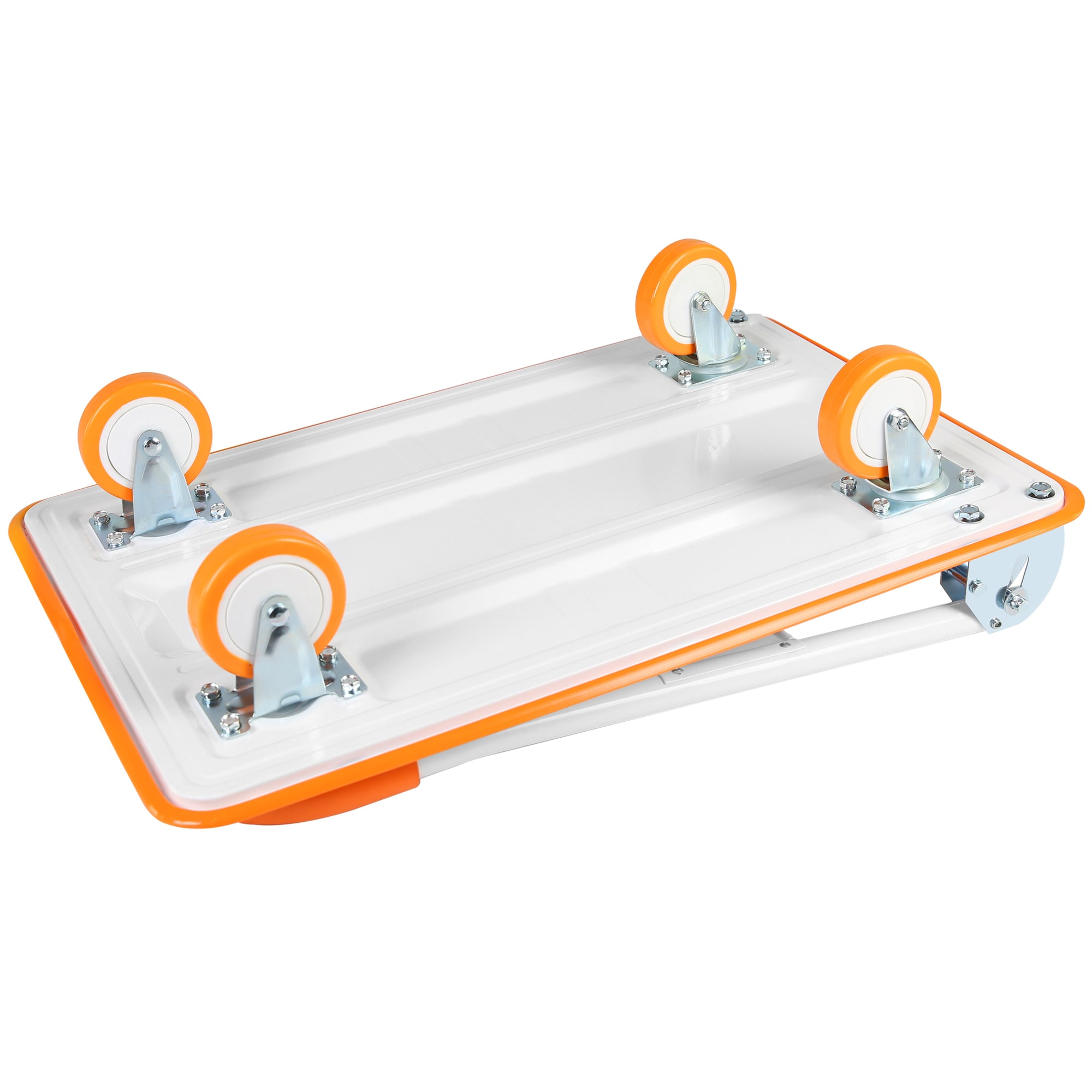 Carretilla de mano plegable de acero naranja de 4 ruedas con capacidad de 330 lb Siavonce ZX-7CRRT