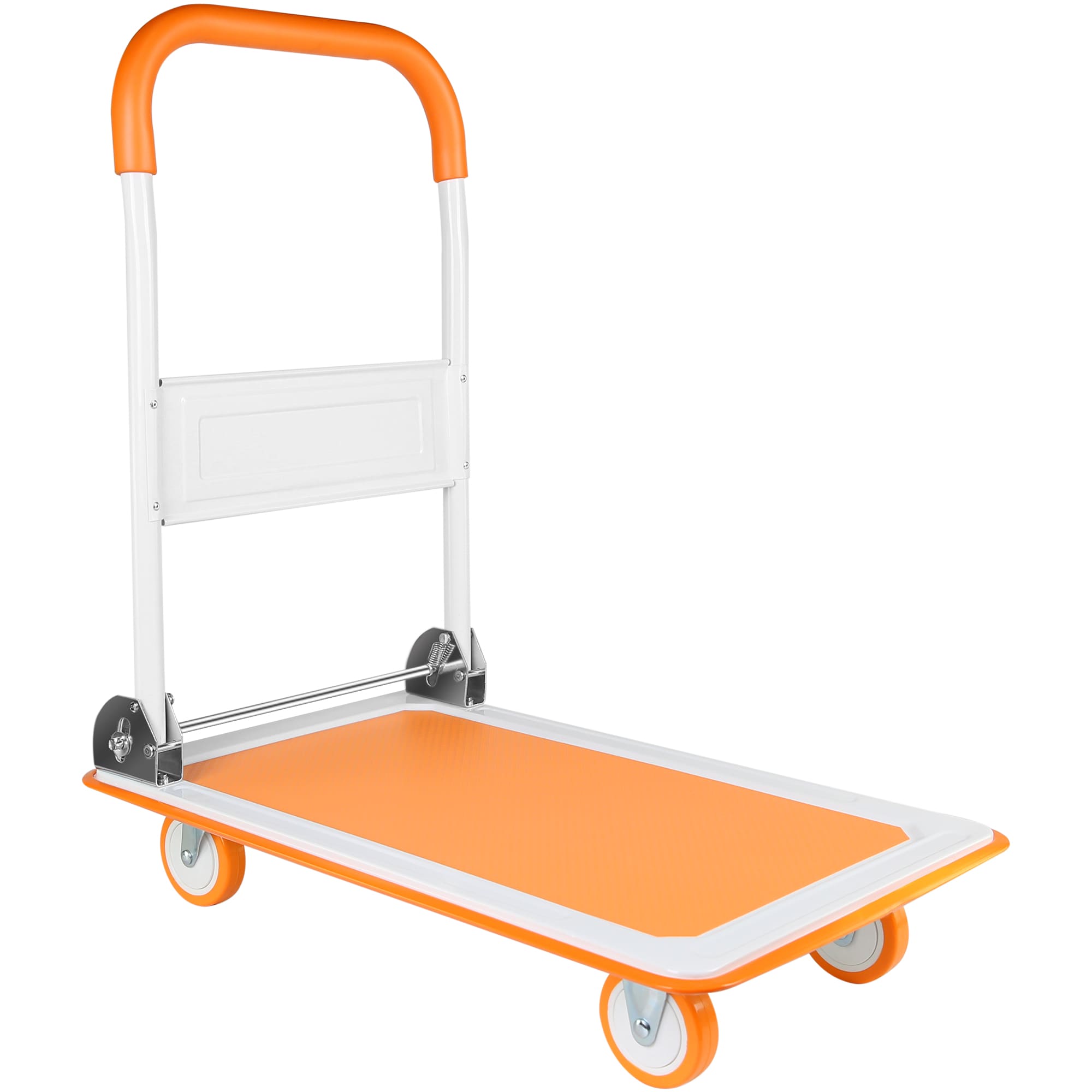 Carretilla de mano plegable de acero naranja de 4 ruedas con capacidad de 330 lb Siavonce ZX-7CRRT